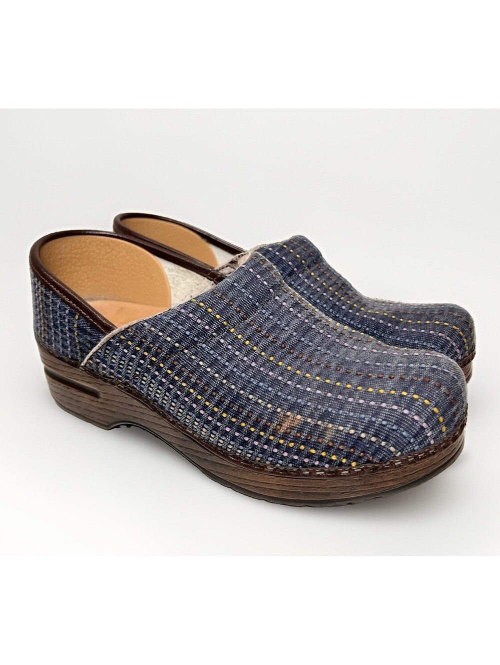 Dansko Professional Womens Size 39 (US 8.5-9) Clogs Plaid Blue Nursing Shoes
